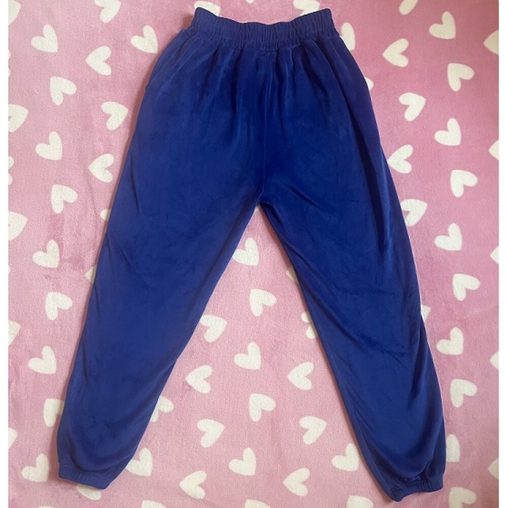 EUC Snowflake royal blue velvet jogging pants size M/L